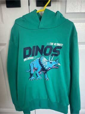 Kids Teal 'Dinos' Graphic Pullover Hoodie
